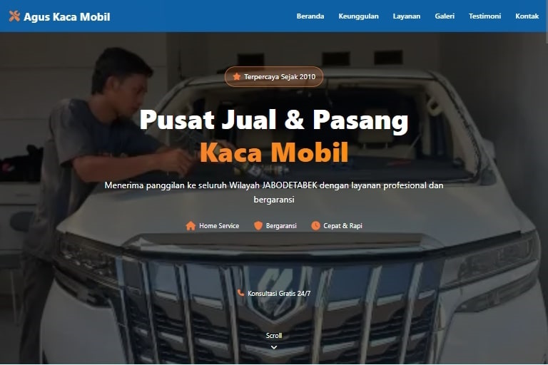 Landing Page Agus Kaca Mobil